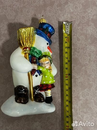 Снеговик с девочкой, елочная игрушка