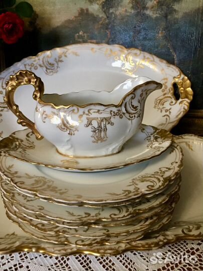 Блюдо, 6 тарелок, соусник. Limoges, Франция