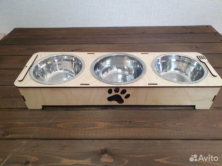 Тройная подставка для мисок с мисками