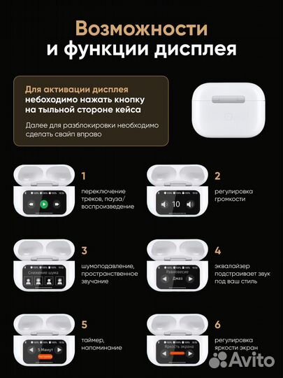 Airpods pro 2 premium 2024 с дисплеем+ чехол