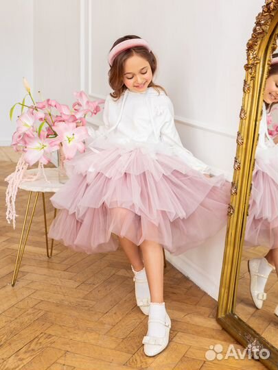 Костюм нарядный пудровый Роскошь с Детства