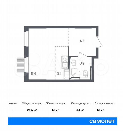 Квартира-студия, 25,5 м², 14/17 эт.