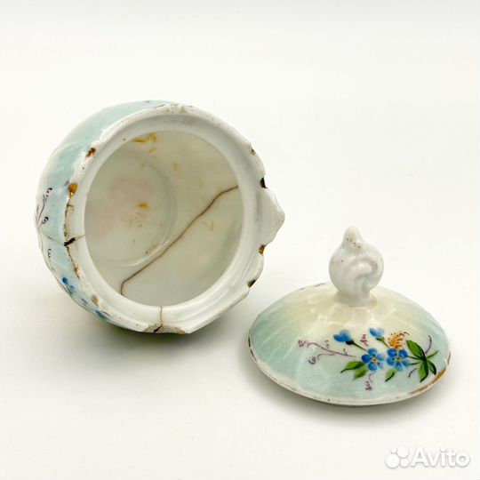 Солонка с крышкой, фарфор, роспись, золочение