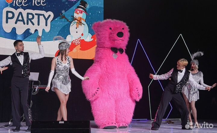 Ростовая кукла Костюм аниматора Розовый медведь