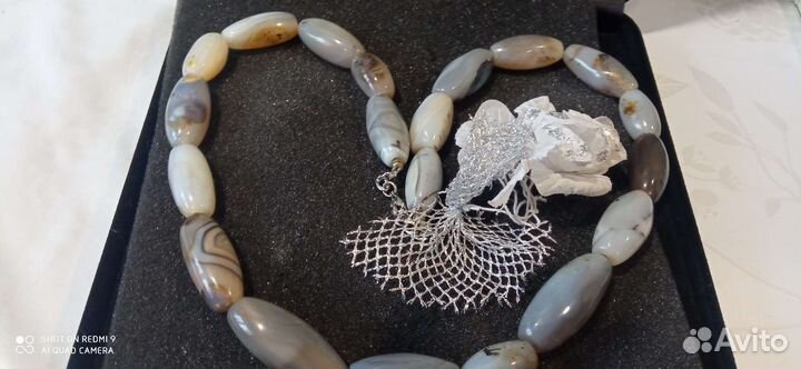 Бусы натуральные полосатый агат