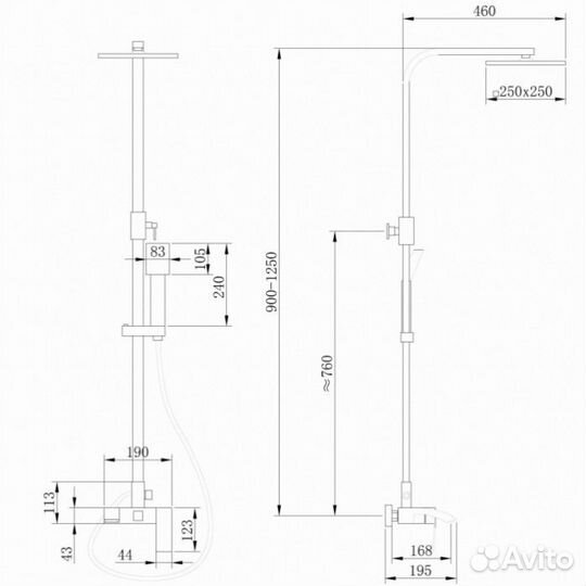 Душевая стойка Abber Wasserfall AF8616B