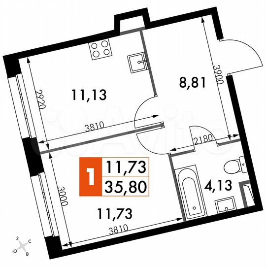 1-к. апартаменты, 35,8 м², 15/15 эт.