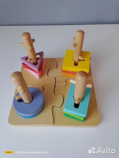 Головоломка, пазлы из дерева, шнуровка