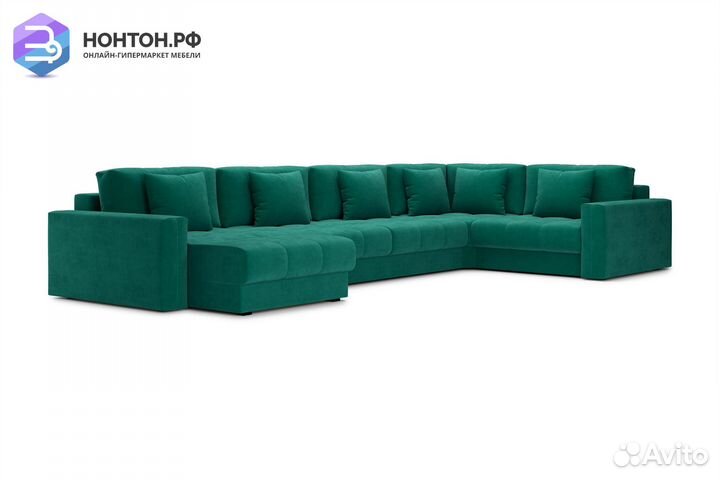 Диван п-образный тик-так Монарх изумрудный