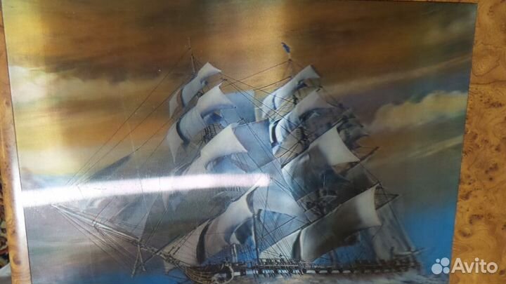 Парусник. Корабль. Картина. Япония. стерео 3Д 3D