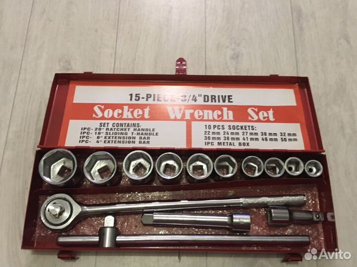 Набор инструментов трещотка 3/4+головки 22-50