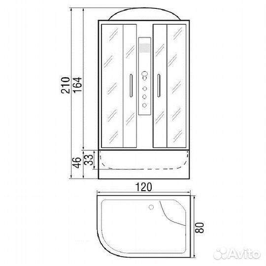 Душевая кабина River dunay 120/80/44 тн L new