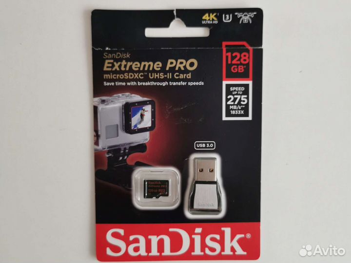 Карта памяти MicroSD Sandisk Extreme Pro 128 Gb