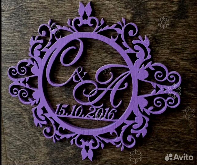 Монограмма на свадьбу из акрила, дерева