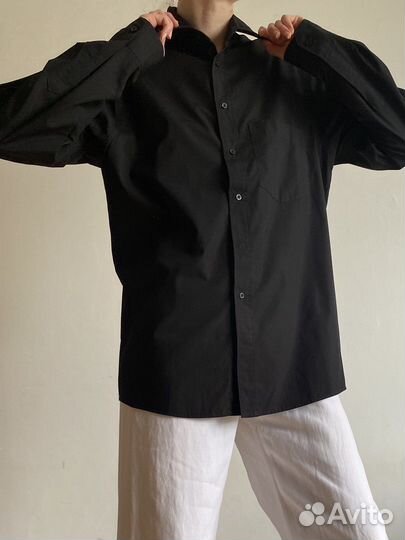 Рубашка мужская черная slim fit