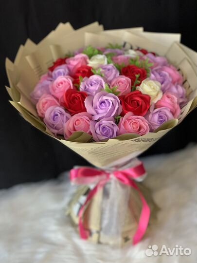 Букет из мыльных роз