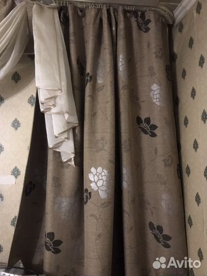 Комплект шторы ламбрикен и тюль на 3м карниз