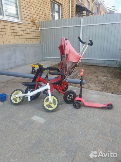 Детский велосипед с ручкой, беговел, самокат