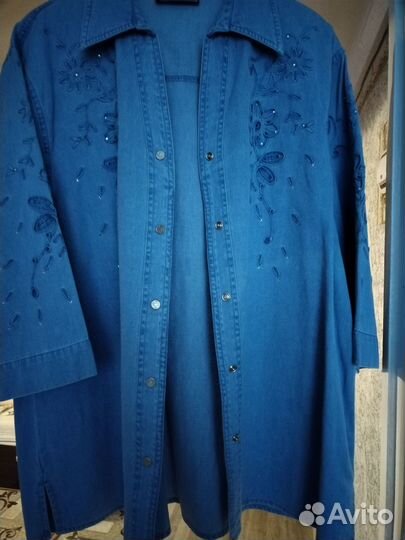 Джинсовая рубашка женская 54 раз