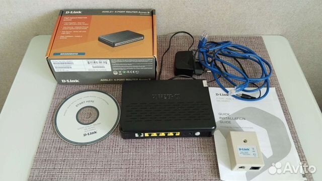 Роутер d link adsl2+4port dsl-254ou бу