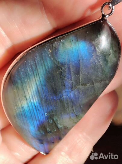 Кулон Лабрадорит 47х27мм на цепочке