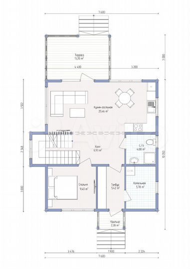 Дом 155 м² на участке 9,1 сот.