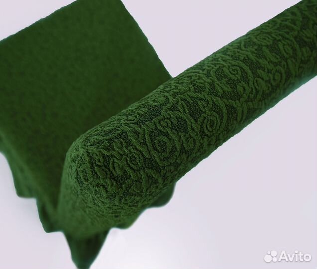 Чехлы на стулья со спинкой 4 шт с оборкой, Зеленый