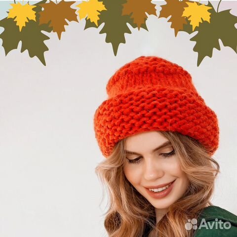 Шапка из кашемира вязаная спицами. Ручная работа