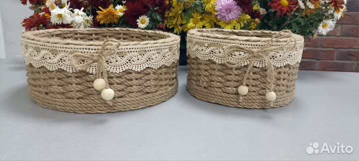 Корзина плетеная из джута