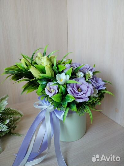 Букет с Эустомами из мыла