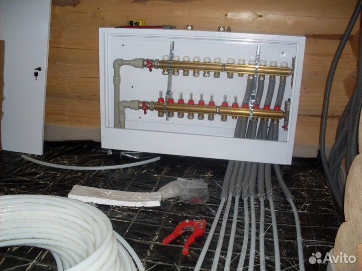 Монтаж отопления, теплый пол + стяжка