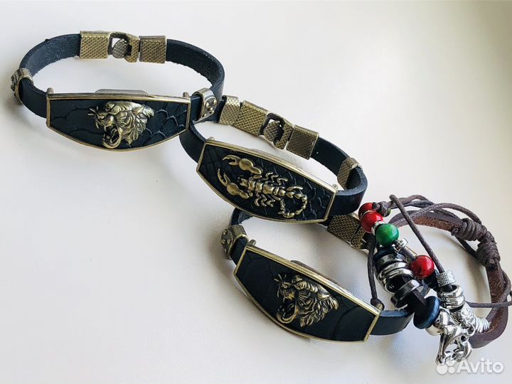 Мужской браслет кожа