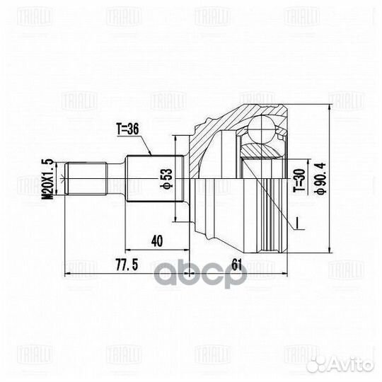 Шрус для а/м Audi A3 (96) (наруж.) (GO 1820) G