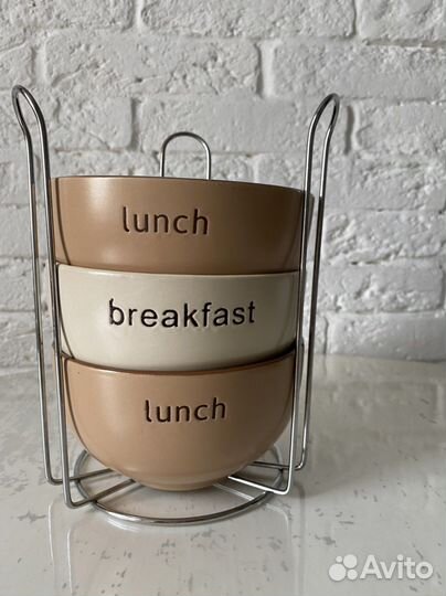 Миска для супа 3 шт в подставке