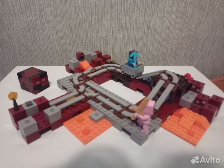 Lego Майнкрафт рельсы нижнего мира (ад)