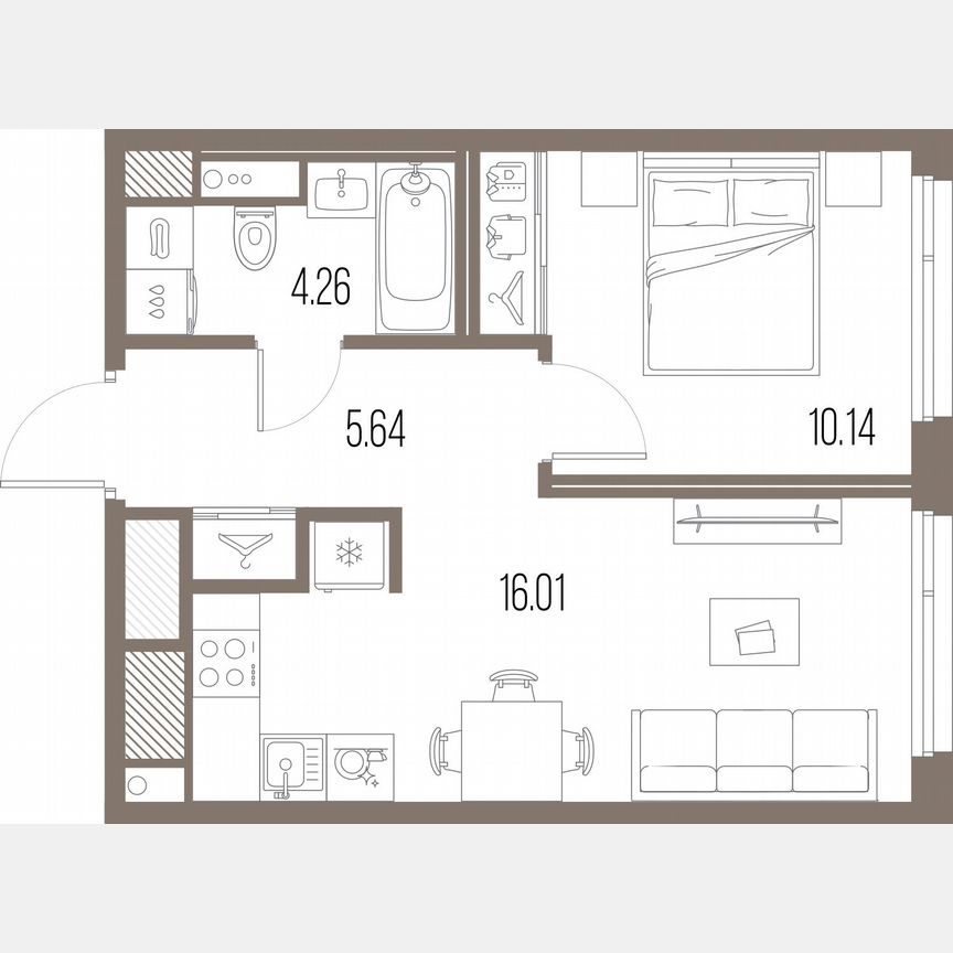 1-к. квартира, 36,1 м², 2/10 эт.