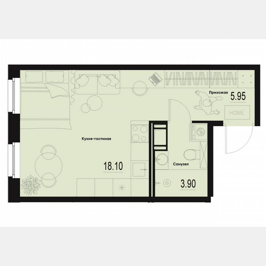 Квартира-студия, 28 м², 2/12 эт.