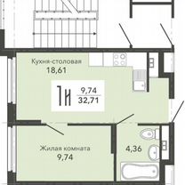 1-к. квартира, 33 м², 3/16 эт.