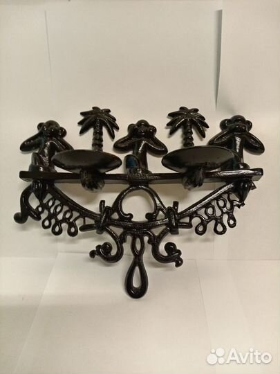 Редкий Подсвечник, Три Обезьянки, Чугун