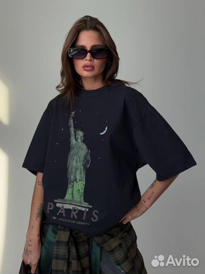 Футболка Balenciaga статуя usa оверсайз топ 2025