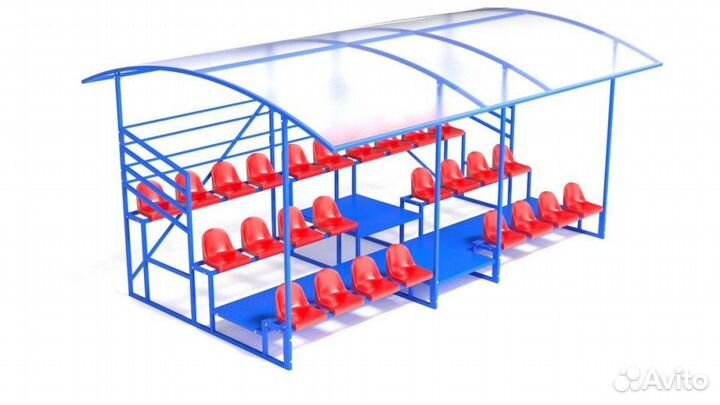 Трибуна с навесом, с ограждением, 3-х рядная A13