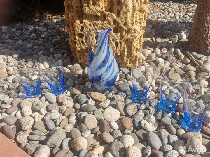 Кувшин цветное стекло СССР