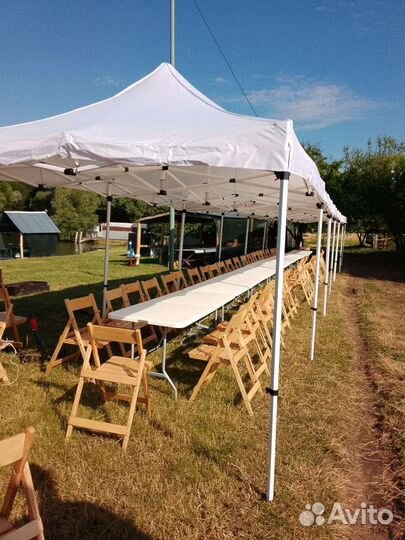 Аренда столов, посуды, стульев, шатров