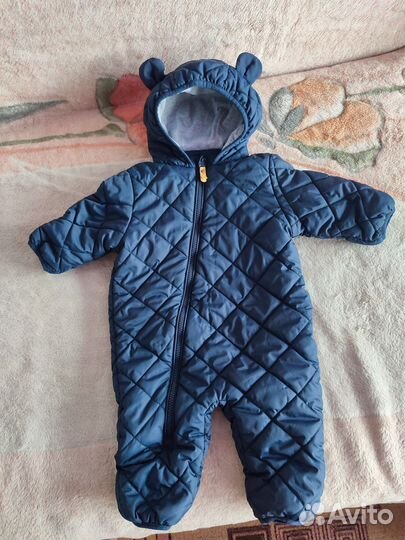 Комбинезон демисезонный 62-68 с шапочкой