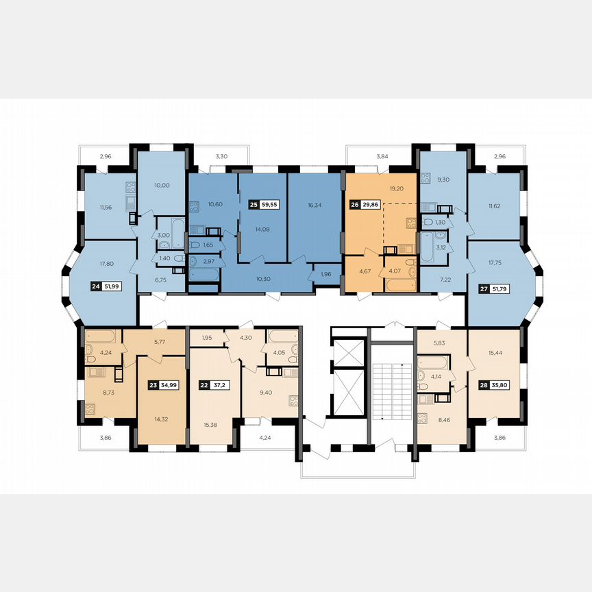 2-к. квартира, 59,6 м², 4/16 эт.