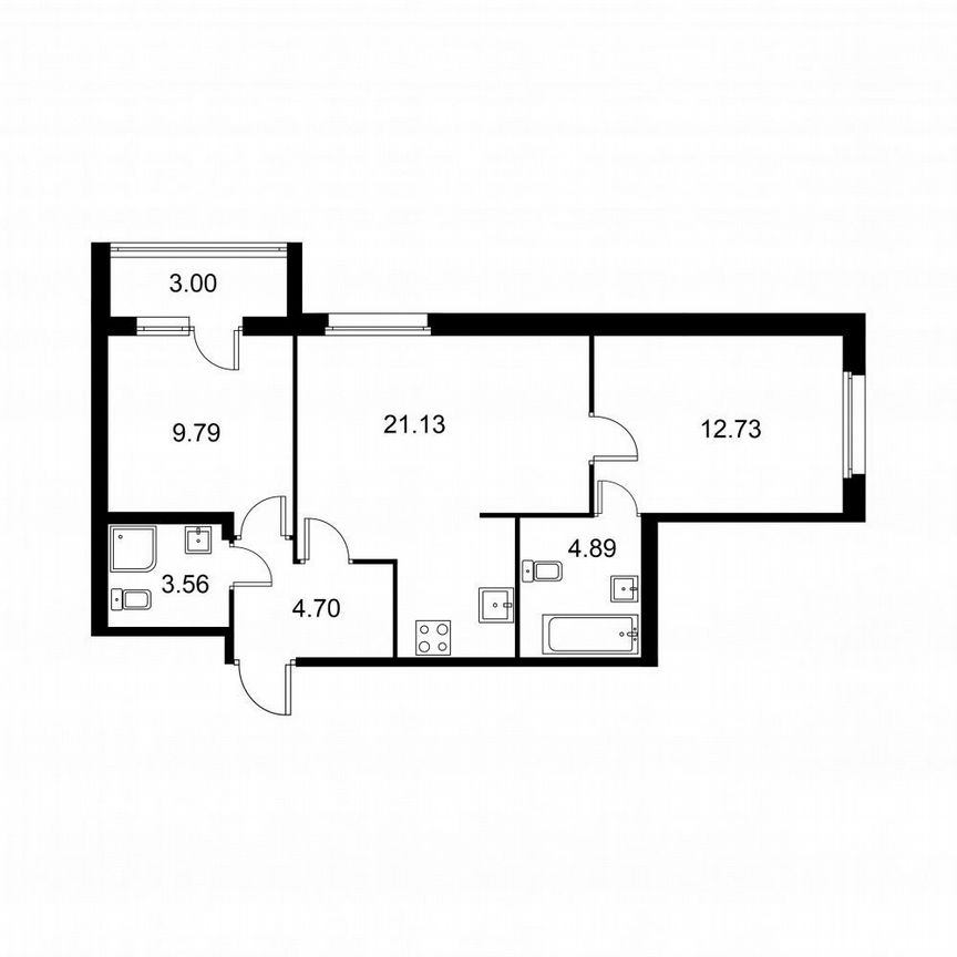 2-к. квартира, 58,3 м², 1/9 эт.