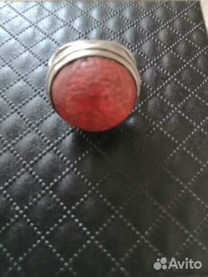 Серебряное кольцо с природным кораллом, Винтаж