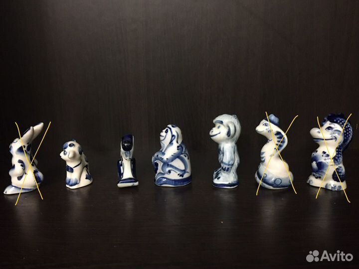 Фигурки Гжель Фарфор СССР 80е клеймо 5см