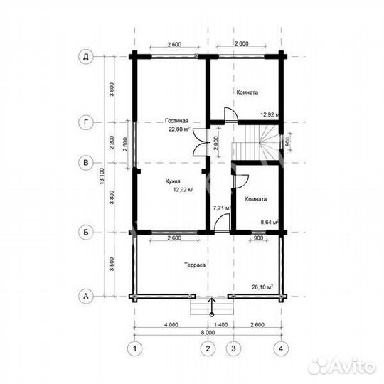 Проект дома из бруса 14х8 № эд-66