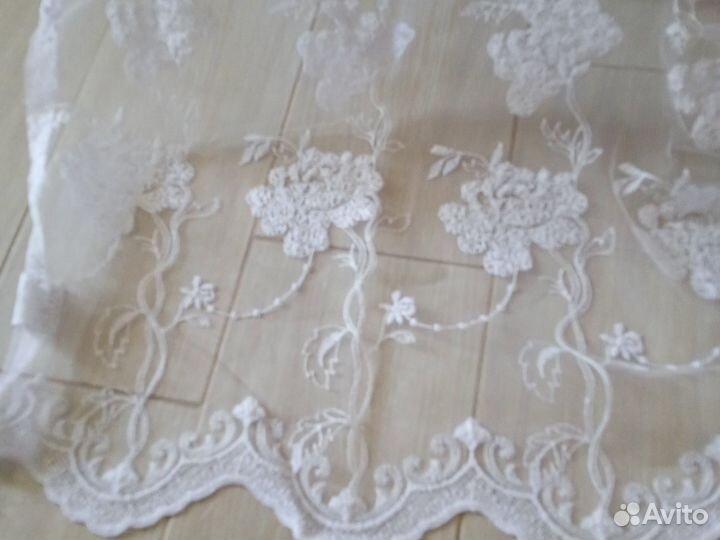 Тюль с кордовой вышивкой Турция, новый